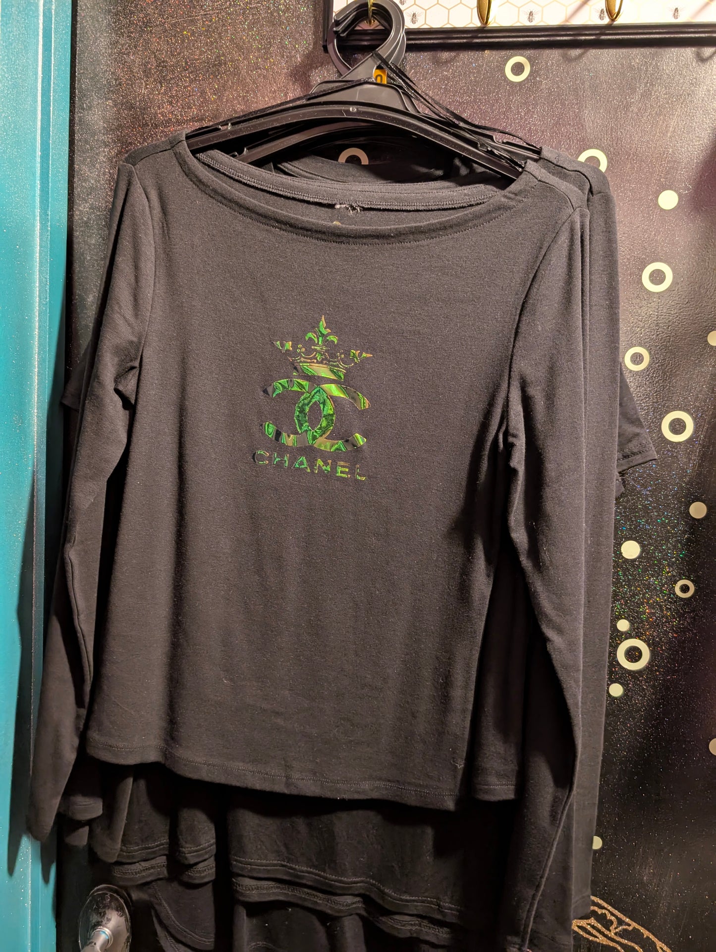 Designer-Inspired Long Sleeve Black Tee –Luxe Streetwear Edition