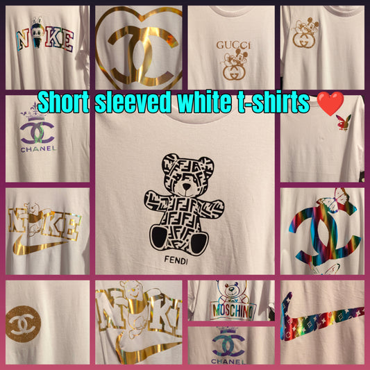 Designer-Inspired Short Sleeve White Tees – Cute & Luxe Streetwear
